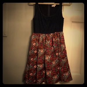 Tank dress with lace top and floral skirt